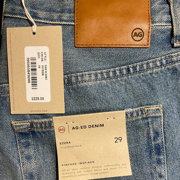 NWT! 29 AG-ED Denim Ezzra True Boyfriend Jeans - Picture 3 of 4